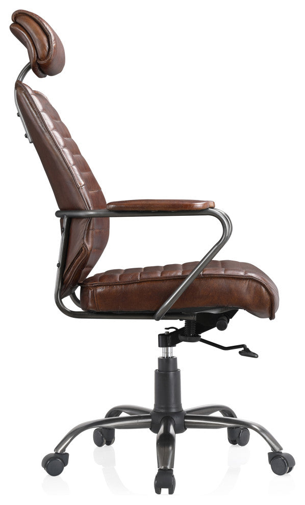 Executive Office Chair Cappuccino Brown Leather