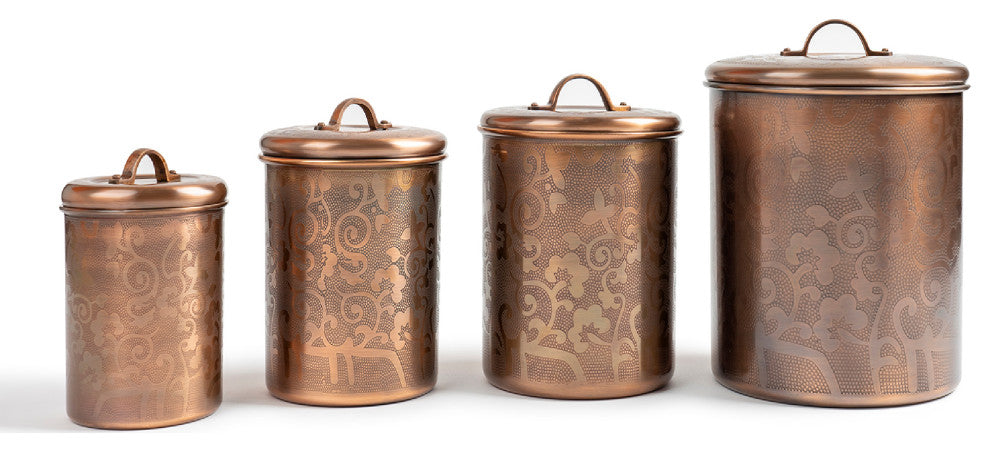 nu steel Etched Antique Copper 4 QT Canister