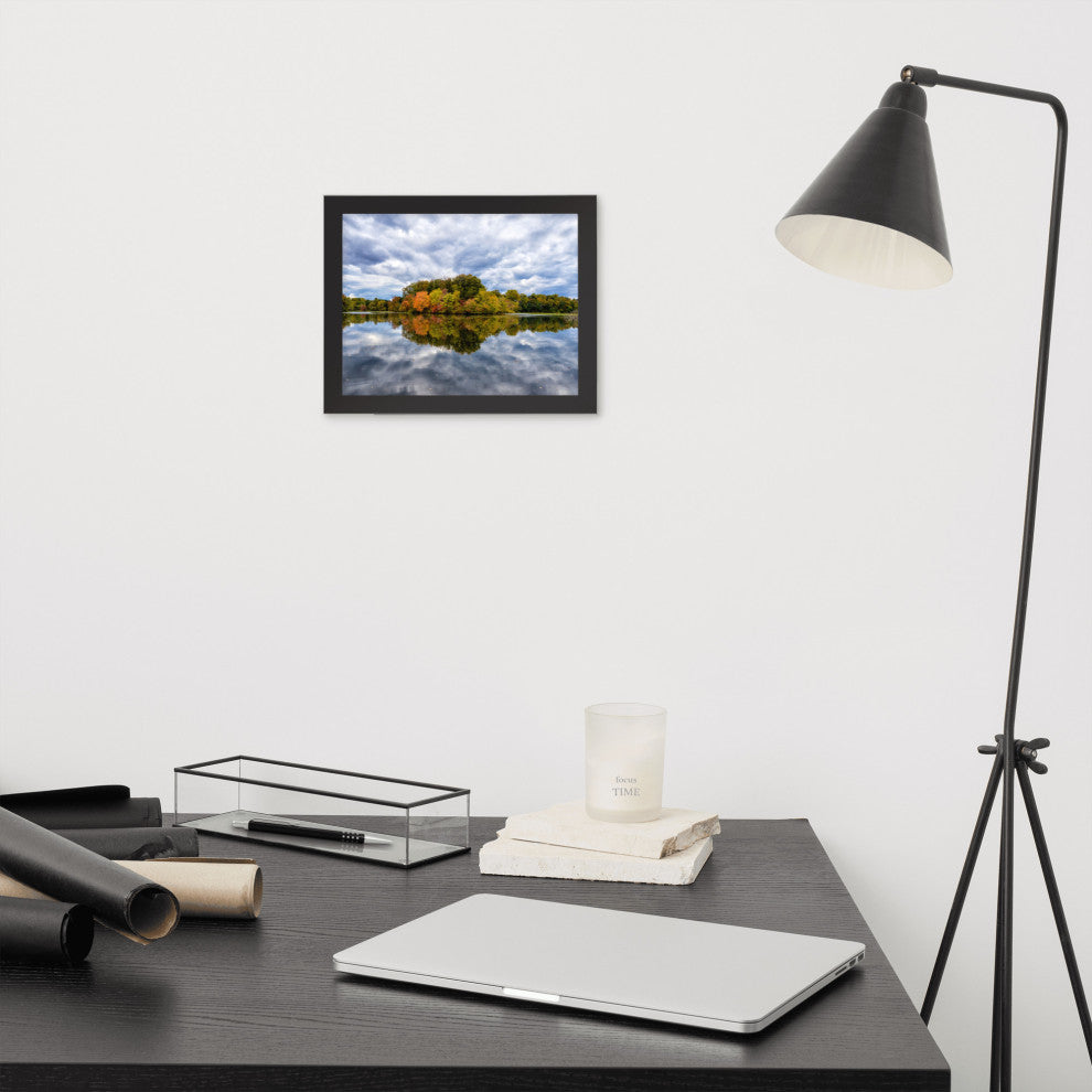 Autumn Reflections Rural Landscape Framed Photo Paper Wall Art Prints, Black, 8" X 10"
