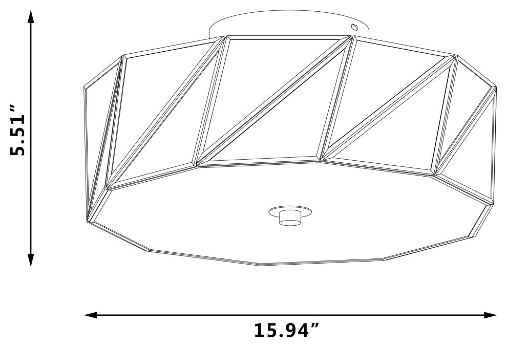 4 Light 15.94" Unique/Statement Geometric Flush Mount