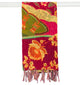 Kantha Cotton Bed Runner 23"x72", Burgundy/Green/Yellow