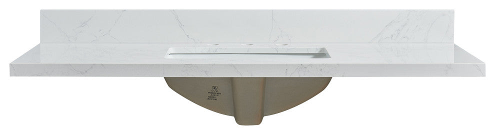Jaen Composite Stone Vanity Top With Ceramic Sink, Grain White, 49"