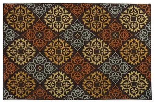 Skid-Resistant Area Rug Kaleidoscope Bloom - Autumn Brown, 2 Ft. x 3 Ft.