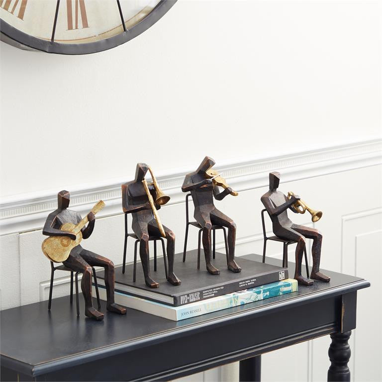 Brown Modern Musician Sculpture, Set of 4