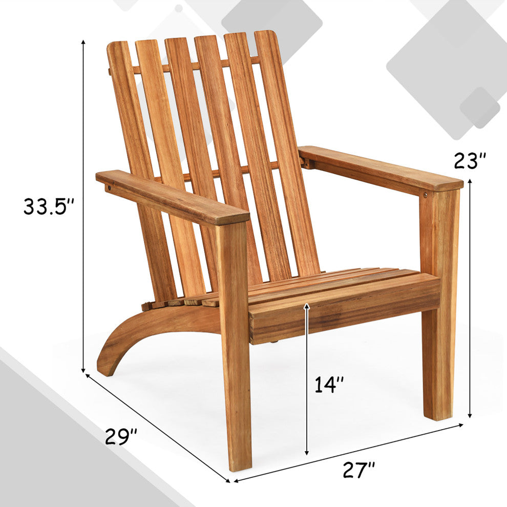 Costway Patio Acacia Wood Chair Lounge Armchair Durable Outdoor Garden Yard