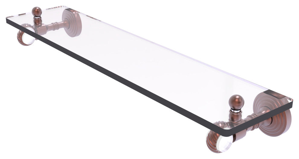 Pacific Grove 16" Glass Shelf with Twisted Accents, Antique Copper