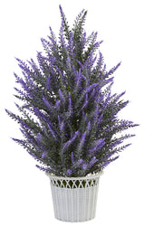 Lavender, White Wicker Planter Artificial Plant