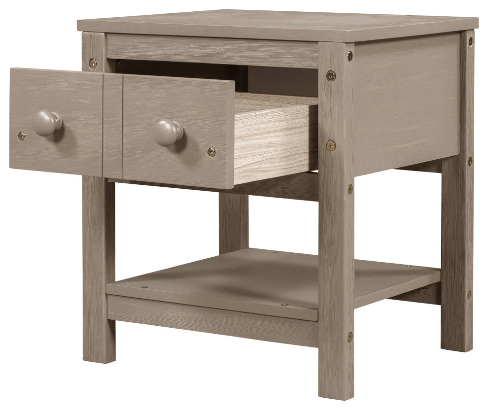 1-Drawer Wood Nightstand with Open Shelf (Set of 2) , Light Brown, 19'' X 16''