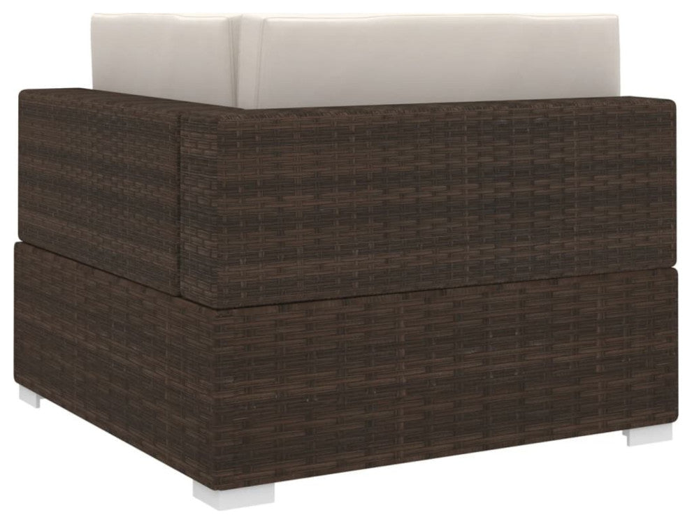 vidaXL Sectional Corner Chair with Cushions Poly Rattan Brown