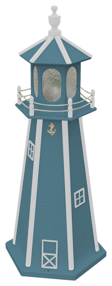 Standard Lighthouse, Wedgewood Blue & White, 4 Foot, Dusk to Dawn Sensor