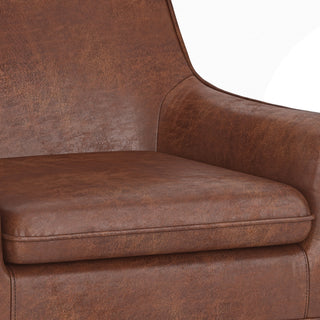 Robson Accent Chair, Faux Leather, Distressed Saddle Brown