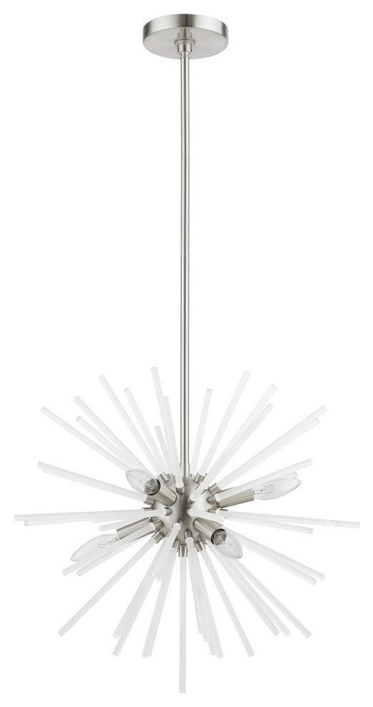 Uptown 6 Light Brushed Nickel Pendant Chandelier