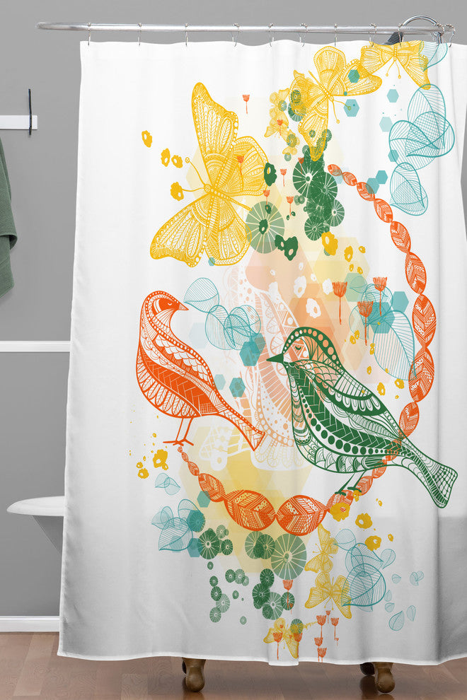 Deny Designs Jenean Morrison Flower And Flight Shower Curtain