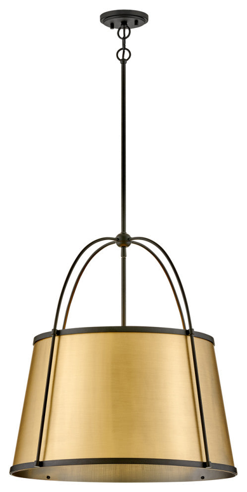 Hinkley Clarke 24.5" Medium Drum Chandelier, Lacquered Dark Brass + Black