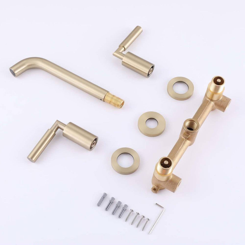 Wall Mounted Dual Handles Bathroom Faucet-Includes Rough-in Valve
