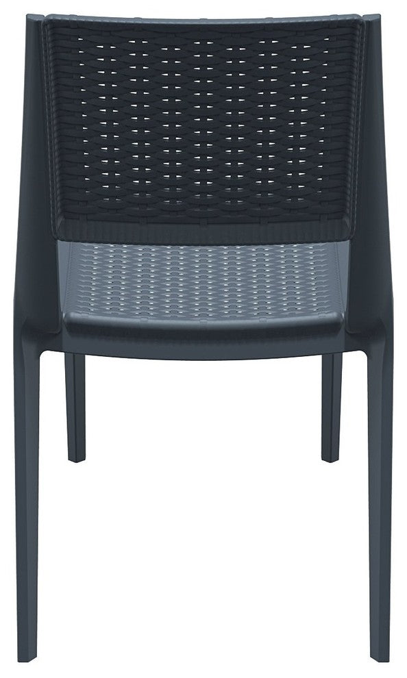 Verona Resin Wickerlook Dining Chair, Dark Gray