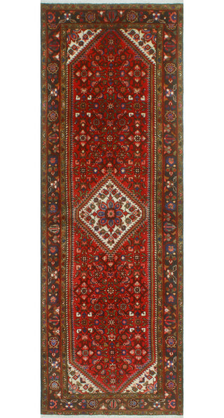 Fine Vintage Distressed Bernadin Red/Ivory Runner, 3'8 x 10'8