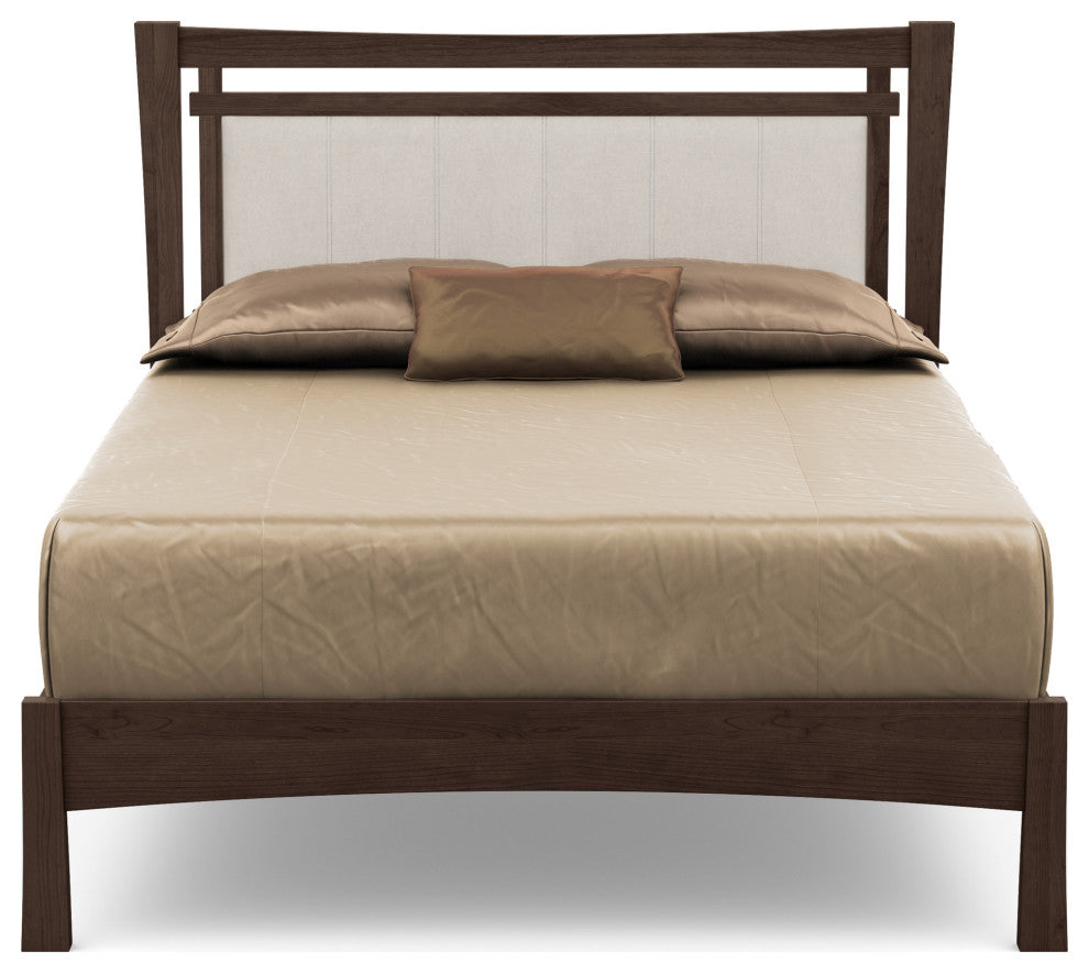 Monterey Bed, Upholstered Headboard, Smoke Cherry, Oyster Microsuede, Full