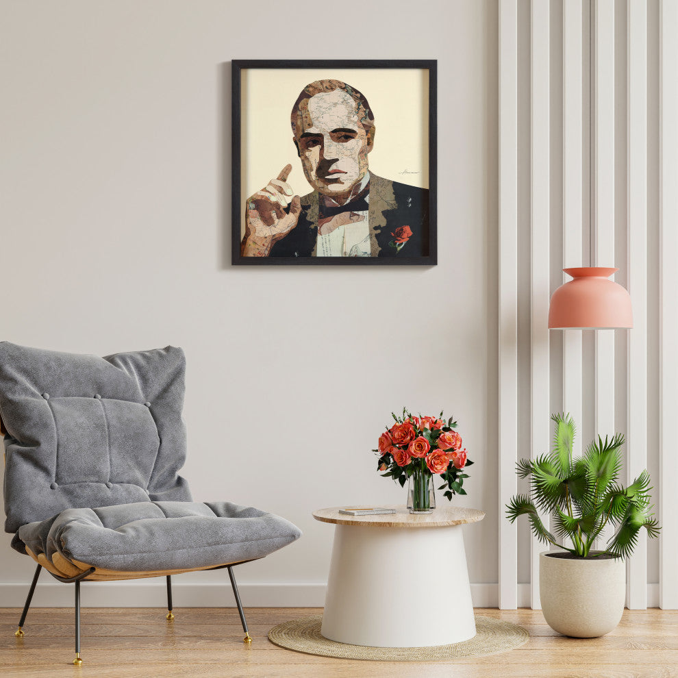 Godfather Handmade Collage Framed Wall Art Under Glass Signed by Alex Zeng