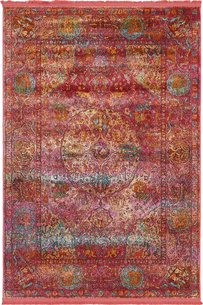 Unique Loom Red Baracoa Rumba 4'x6' Area Rug