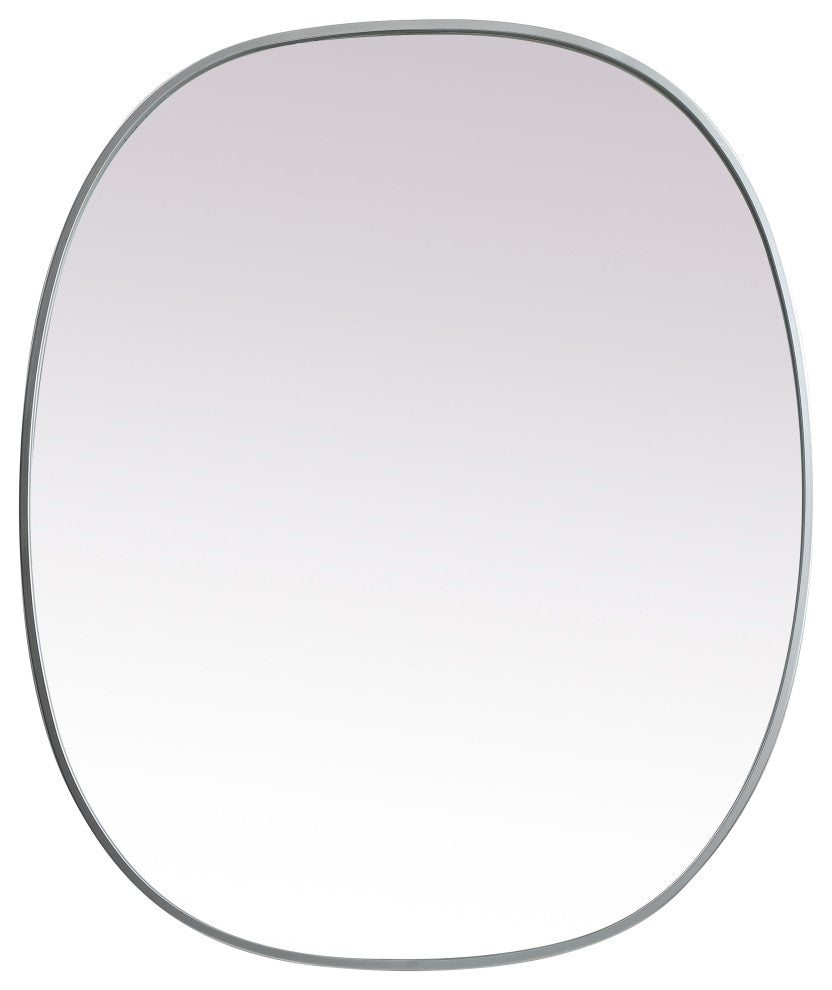 Metal Frame Oval Mirror 30X36 Inch, Silver