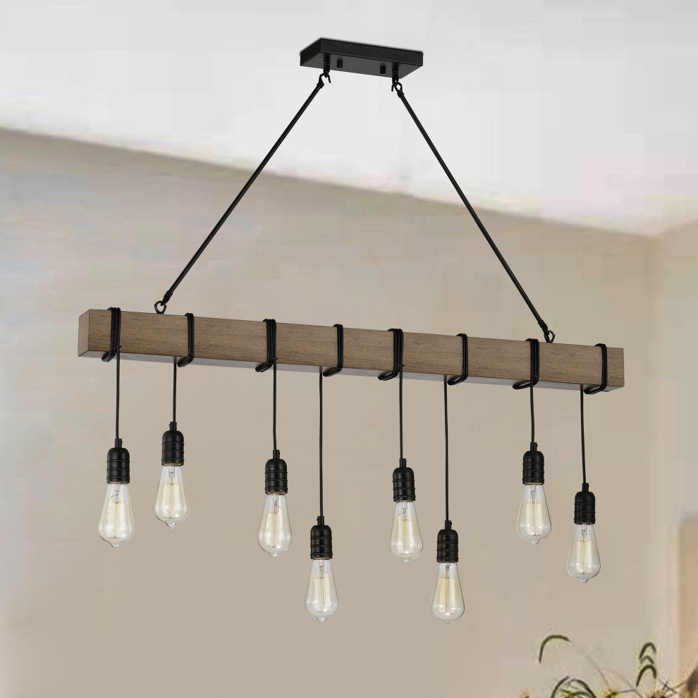 Sheila 8-light Natural Wooden Beam Linear Chandelier