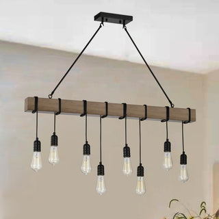 Sheila 8-light Natural Wooden Beam Linear Chandelier