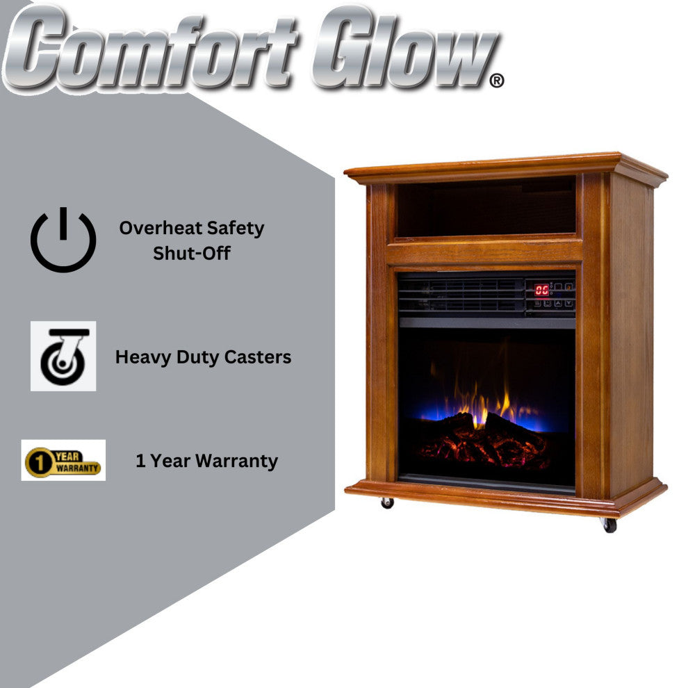 Comfort Glow Mobile Electric Fireplace, 5,120 BTUs, Heats Up To 1,000 Sq Ft