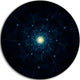 Glowing Fractal Flower Blue On Black, Floral Disc Metal Wall Art, 36"