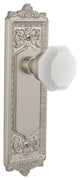 Egg & Dart Plate Privacy Waldorf White Milk Glass Knob, Satin Nickel