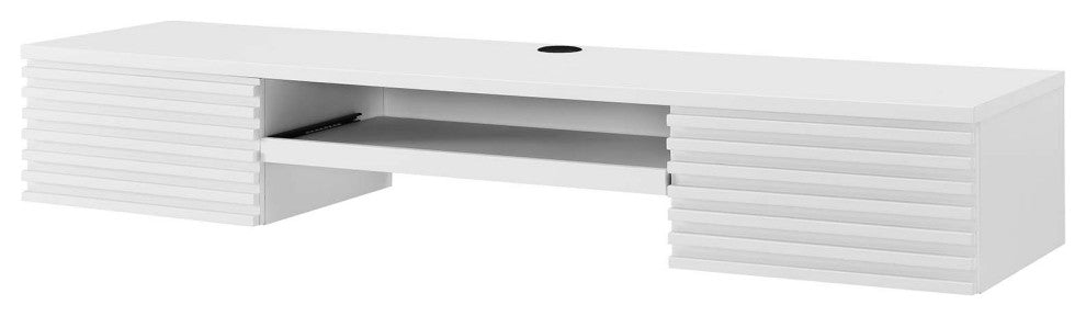 Computer Work Desk, White, Wood, Modern, Mid Century Home Business Office