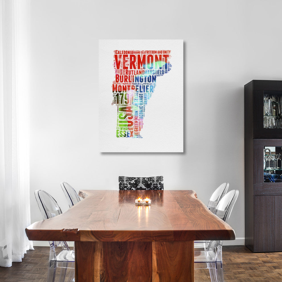 "Vermont Watercolor Word Cloud" Fine Art Print