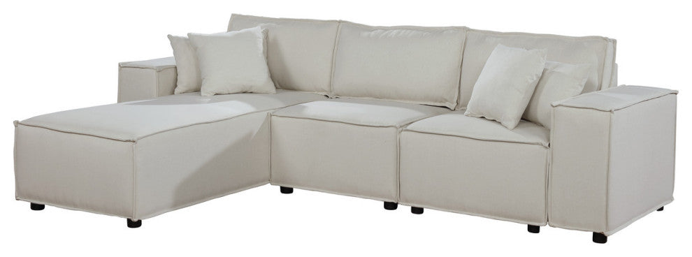Lilola Home Harvey Sofa With Reversible Chaise, Beige Linen