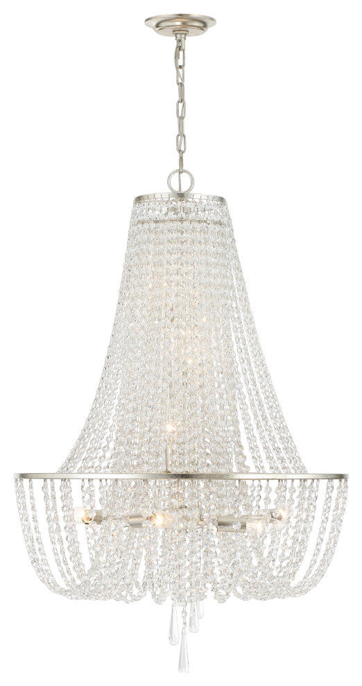 Arcadia 9 Light Chandelier, Antique Silver