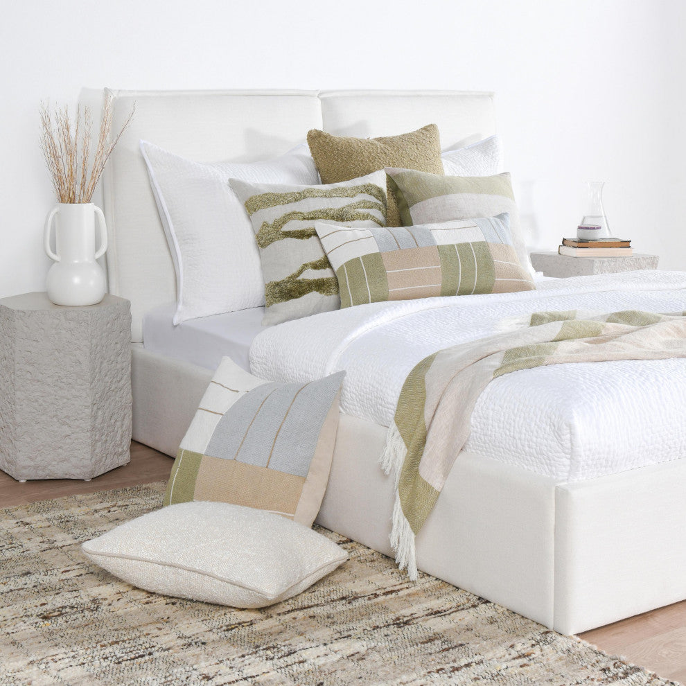 Sava 22" Cotton Blend Throw Pillow by Kosas Home, Wheat Green, 22x22