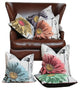 Flower Emboridery Collection with Feather Filled Pillow, Green, 18"x18"