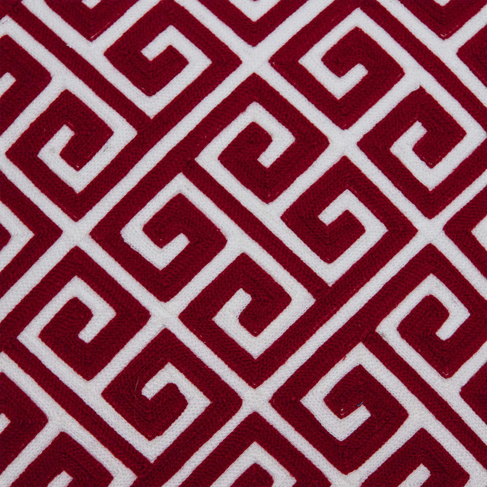 HomeRoots 20" x 0.5" x 20" Transitional Red and White Accent Pillow Cover