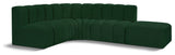Arc Boucle Fabric Upholstered 5-Pc. L-Shaped Modular Sectional, Green