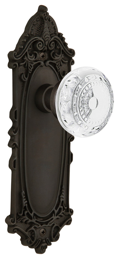 Victorian Plate Double Dummy Crystal Meadows Knob, Oil-Rubbed Bronze, VICCME