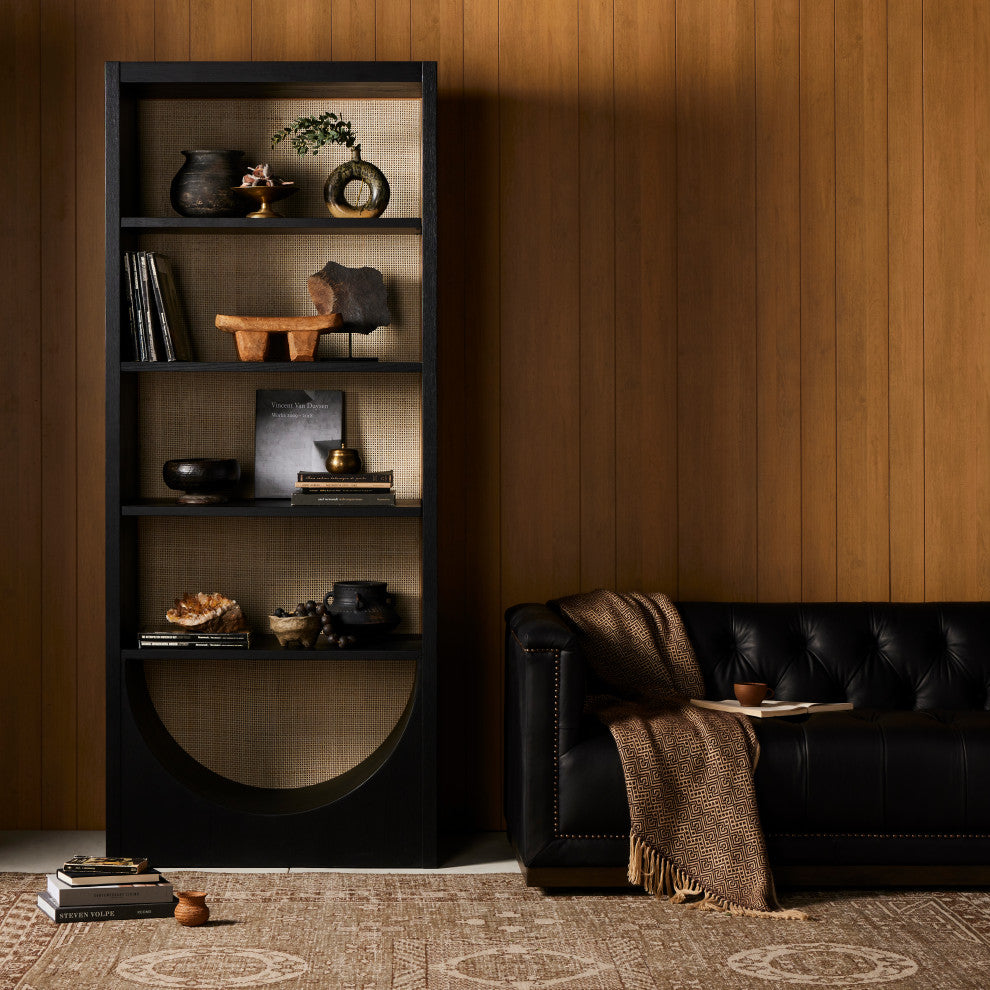 Higgs Bookcase-Brushed Ebony Oak Veneer