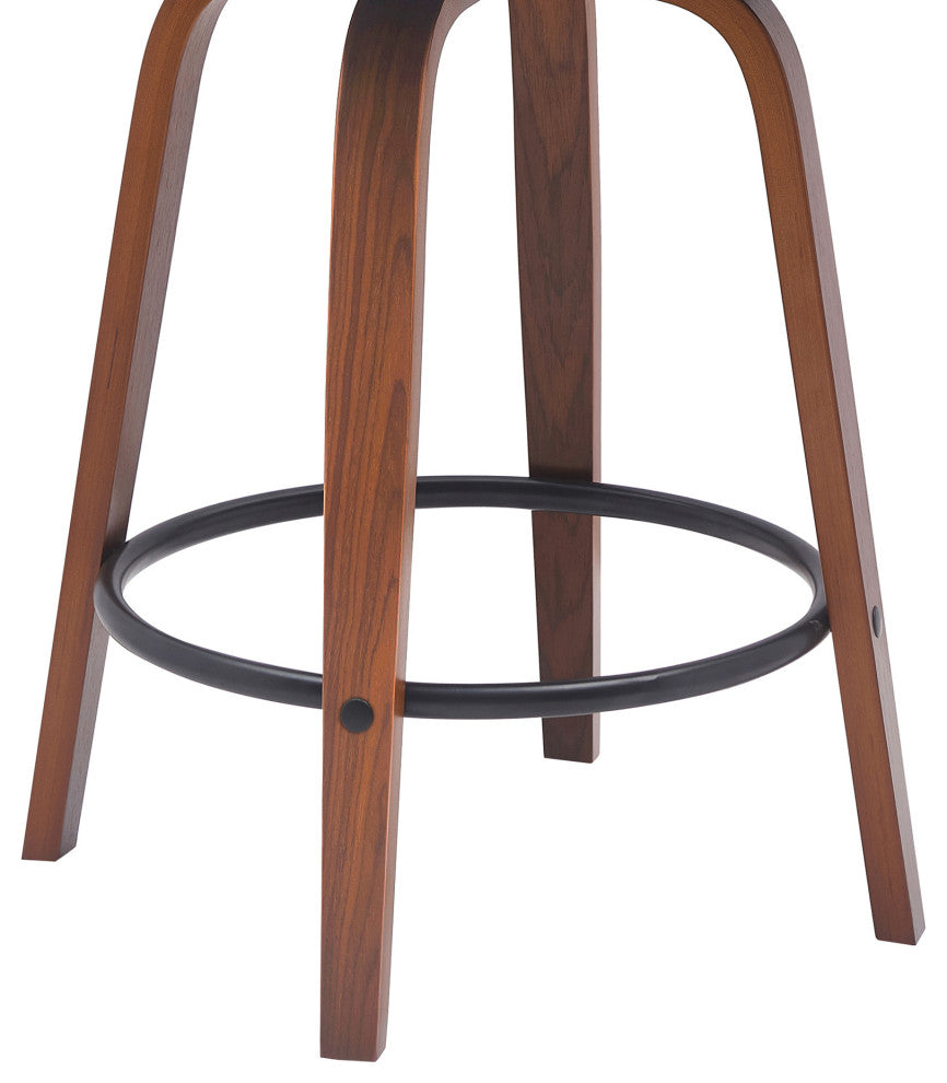Diana 26" Swivel Walnut Wood Counter Stool, Cream Faux Leather, 26