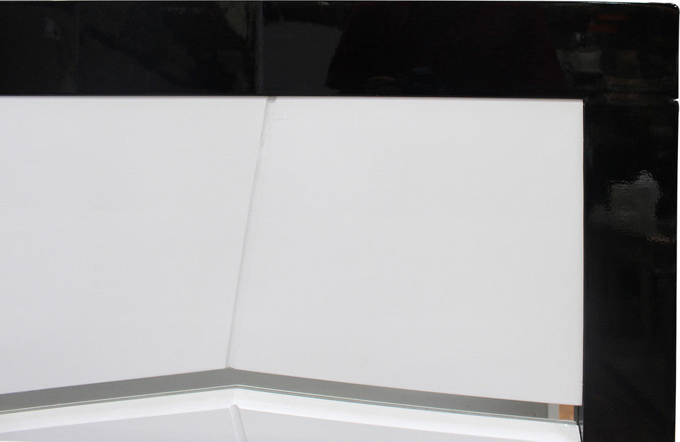 Modern White and Black Platfrom Bed With LED Light, Cal King