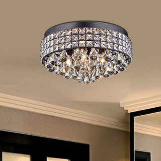 Iron Shade Crystal Flush Mount Chandelier - Black Finish