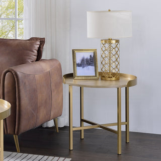 Mithea End Table, Oak Table Top and Gold Finish