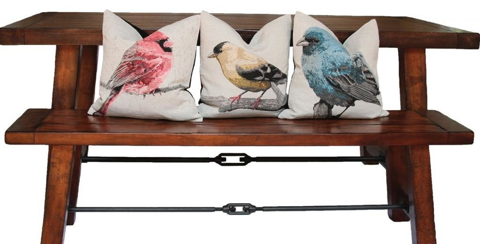 Bird Emboridery Pillow Collection, Blue
