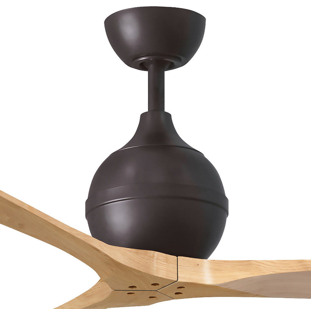 Irene-3 Paddle Fan, Textured Bronze, 60", Light Maple Blades