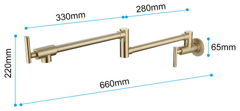 Wellfor Pot Filler Faucet Wall Mount, 4 GPM Flow Rate, Brushed Gold