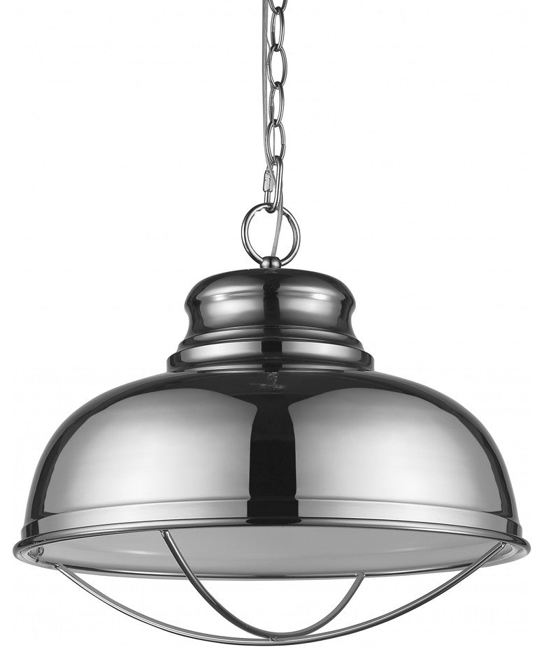 Ansen 1-Light Polished Nickel Pendant With Gloss White Interior Shade