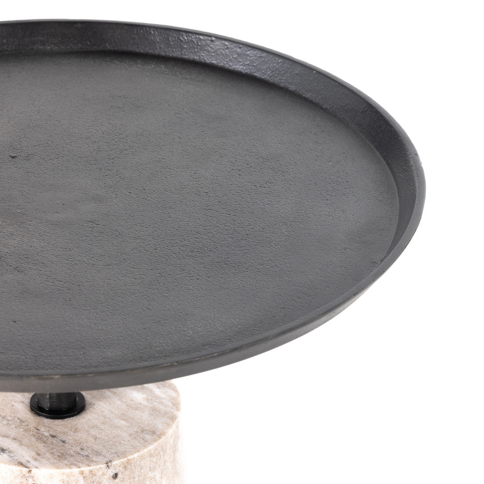 Cronos End Table-River Grey Marble Solid