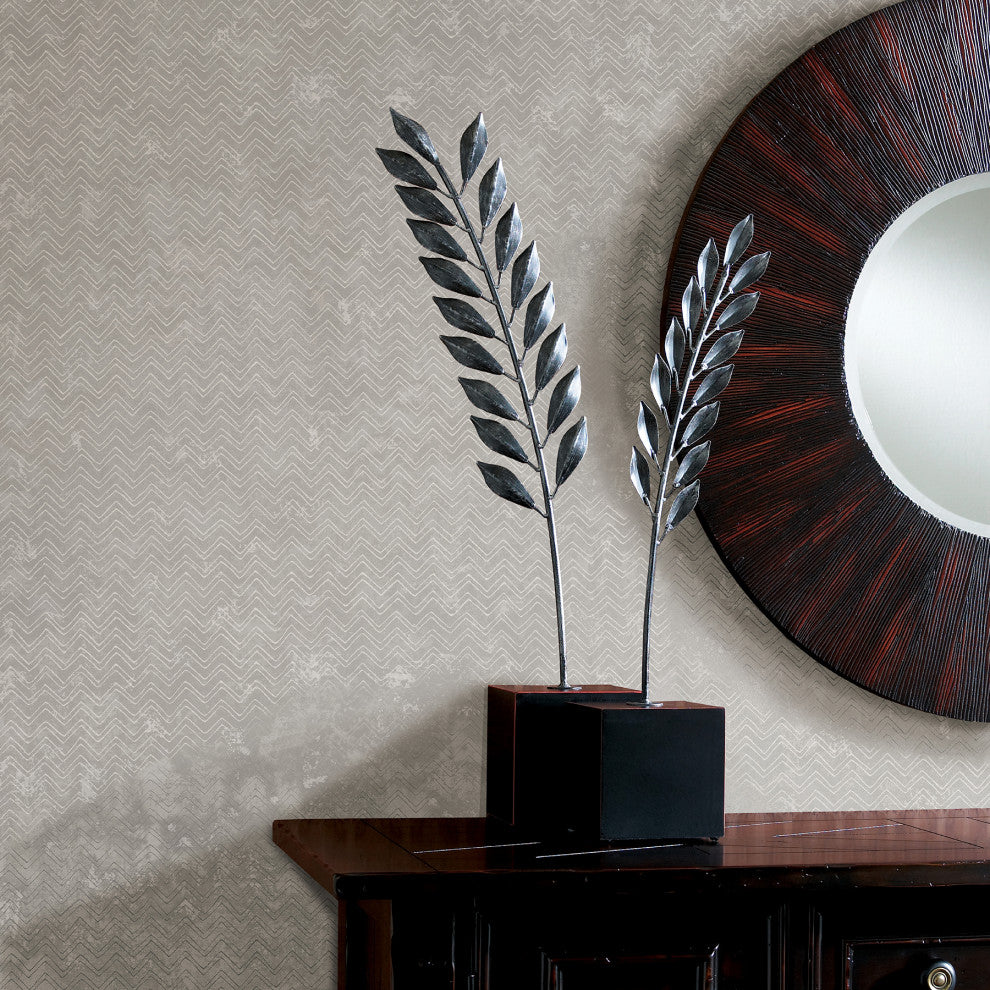 Luna Silver Distressed Chevron Wallpaper Bolt